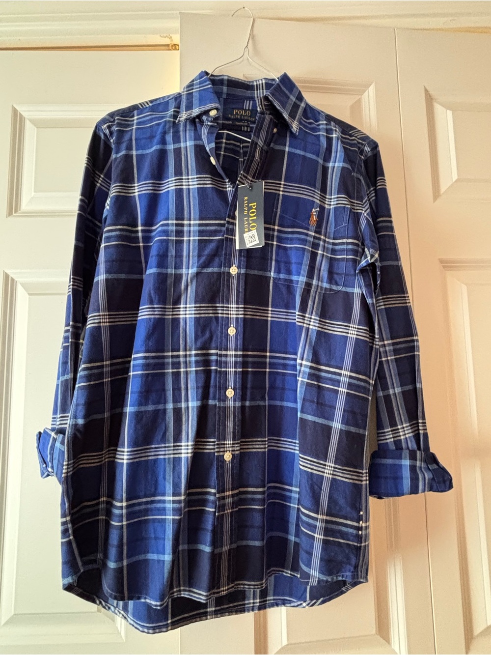Polo by Ralph Lauren Navy and White Plaid Button-Down Shirt